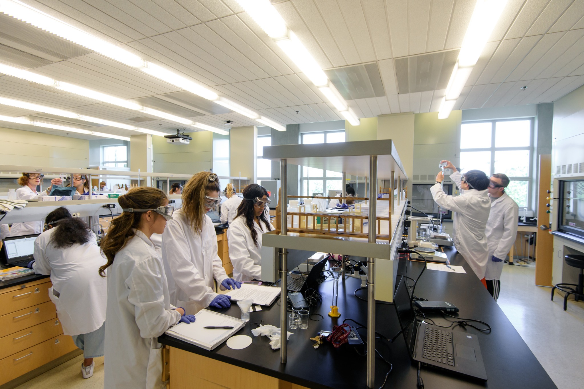 Seattle Pacific University students learning together in a laboratory